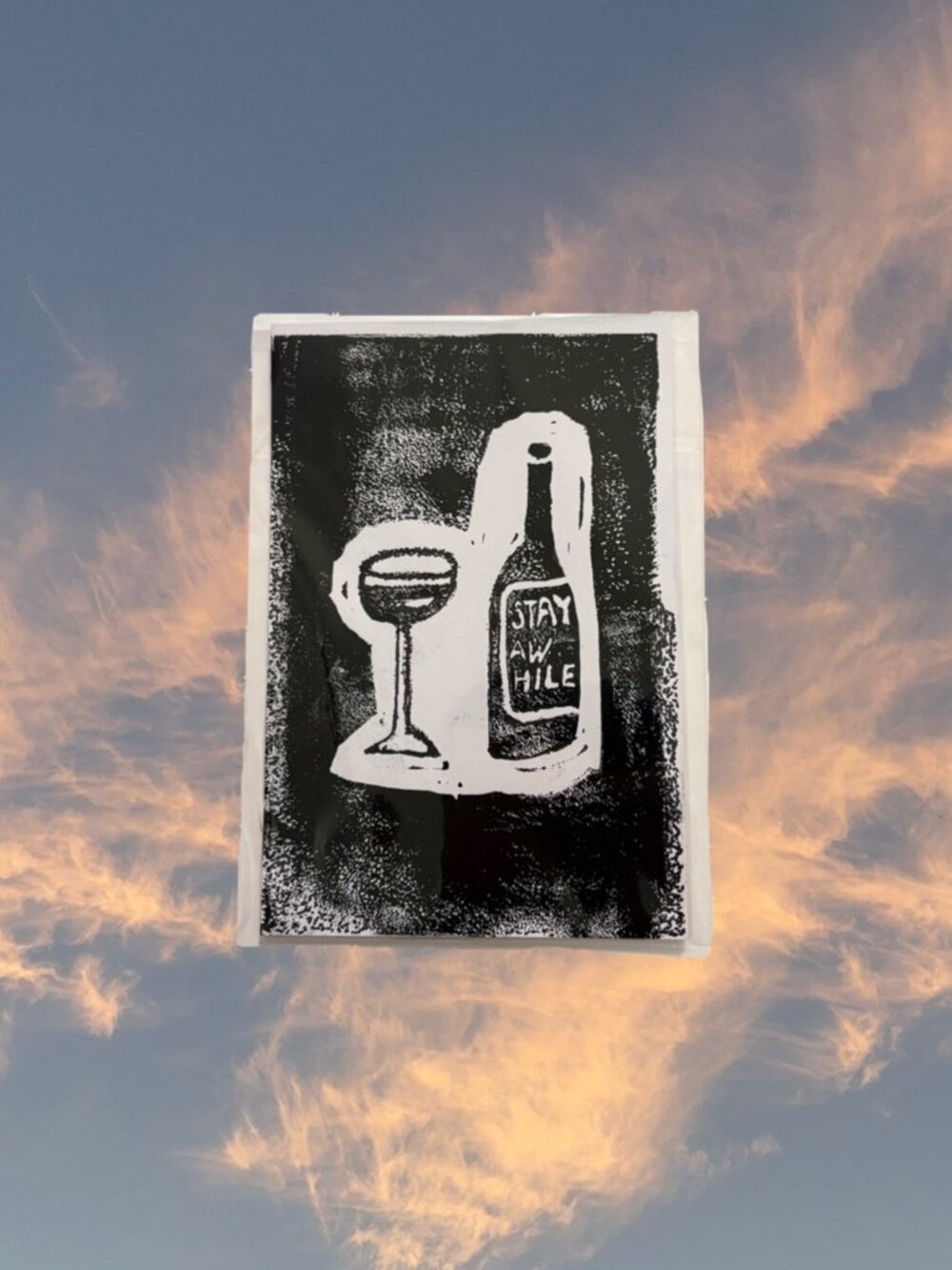 Stay Awhile Wine Bottle Print